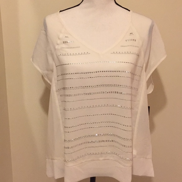 Dkny Tops - 💰SALE💰NWT DKNY sheer cream blouse L